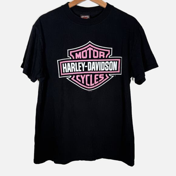 Harley Davidson Pink Logo Texas Sunset Graphic Corpus Christi Tee Black Large - Picture 1 of 7